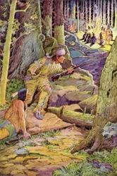 Die jungen Männer gingen auf den Grat zu, Deerslayer vorneweg